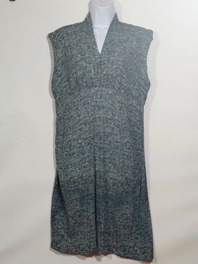 Mimi Maternity Sleeveless V-Neck Empire Dress in Heathered Blue-Green LG